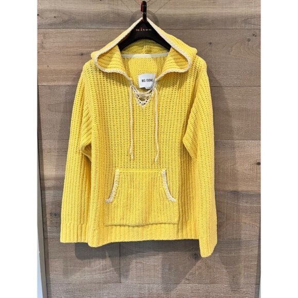 RE/DONE Knit Baja Buttercream Hoodie Size M - Picture 3 of 10